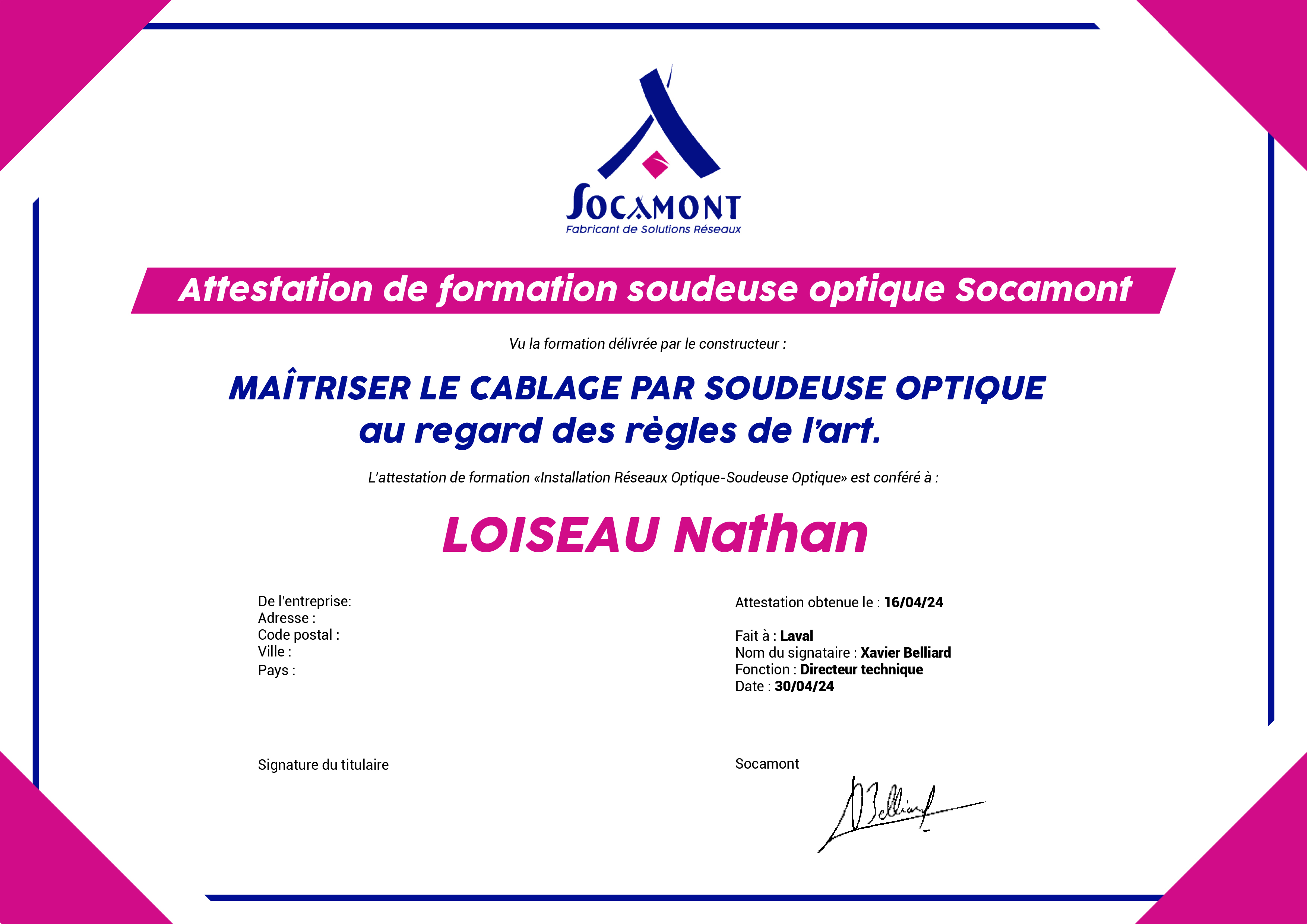 Diplôme formation soudeuse optique